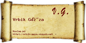Vrbik Géza névjegykártya